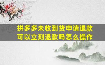 拼多多未收到货申请退款可以立刻退款吗怎么操作