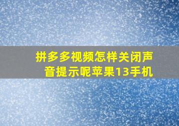 拼多多视频怎样关闭声音提示呢苹果13手机