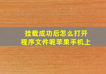 挂载成功后怎么打开程序文件呢苹果手机上