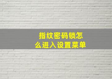 指纹密码锁怎么进入设置菜单