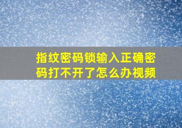 指纹密码锁输入正确密码打不开了怎么办视频