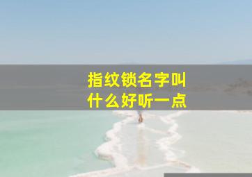 指纹锁名字叫什么好听一点