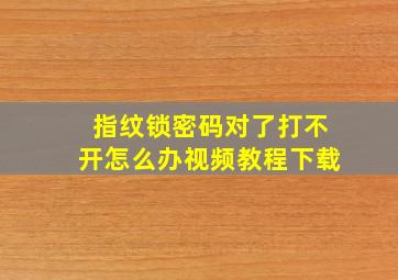 指纹锁密码对了打不开怎么办视频教程下载