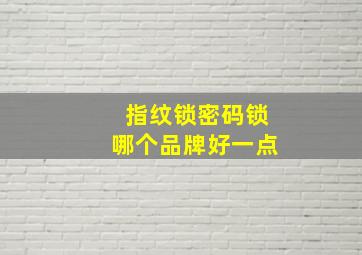 指纹锁密码锁哪个品牌好一点