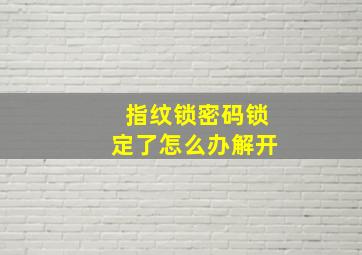 指纹锁密码锁定了怎么办解开