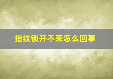 指纹锁开不来怎么回事