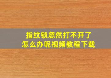 指纹锁忽然打不开了怎么办呢视频教程下载