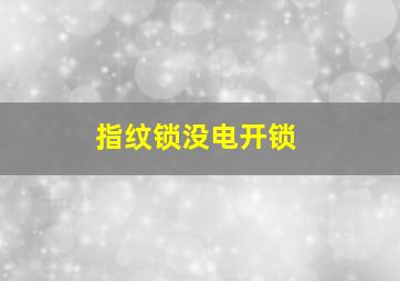 指纹锁没电开锁