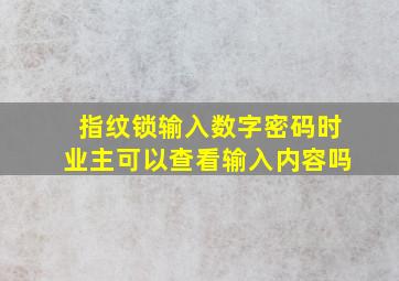 指纹锁输入数字密码时业主可以查看输入内容吗