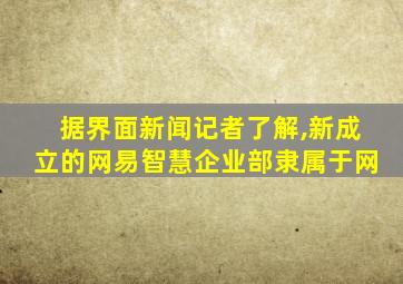 据界面新闻记者了解,新成立的网易智慧企业部隶属于网