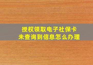 授权领取电子社保卡未查询到信息怎么办理