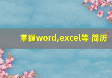 掌握word,excel等 简历