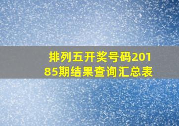 排列五开奖号码20185期结果查询汇总表