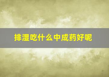 排湿吃什么中成药好呢