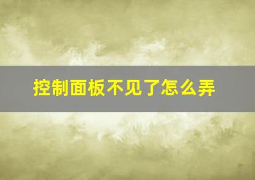 控制面板不见了怎么弄