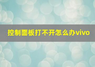 控制面板打不开怎么办vivo