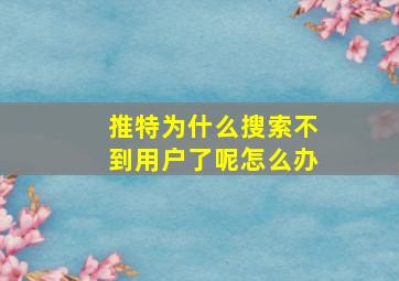 推特为什么搜索不到用户了呢怎么办