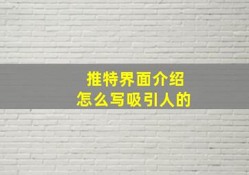 推特界面介绍怎么写吸引人的