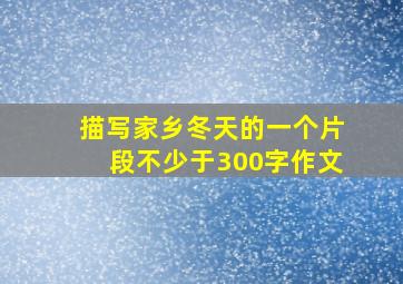 描写家乡冬天的一个片段不少于300字作文