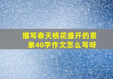 描写春天桃花盛开的景象40字作文怎么写呀