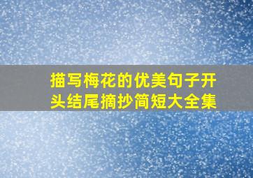 描写梅花的优美句子开头结尾摘抄简短大全集