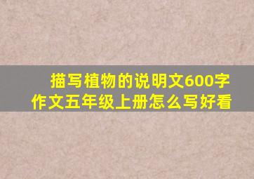 描写植物的说明文600字作文五年级上册怎么写好看