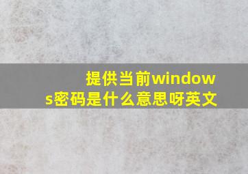 提供当前windows密码是什么意思呀英文