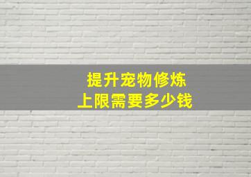 提升宠物修炼上限需要多少钱