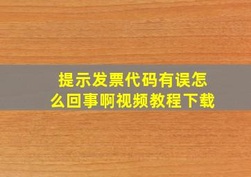 提示发票代码有误怎么回事啊视频教程下载