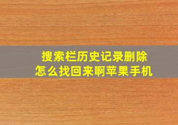 搜索栏历史记录删除怎么找回来啊苹果手机