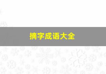 摘字成语大全