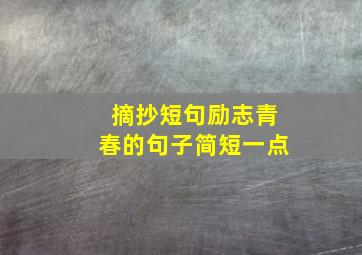 摘抄短句励志青春的句子简短一点