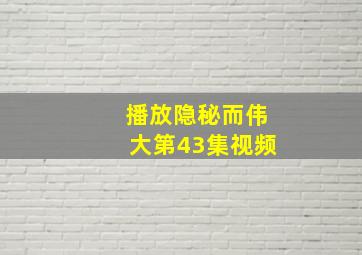 播放隐秘而伟大第43集视频