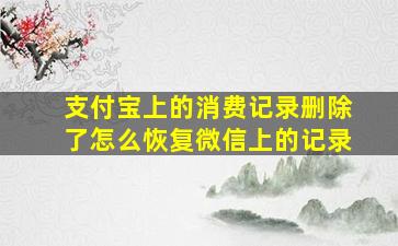 支付宝上的消费记录删除了怎么恢复微信上的记录