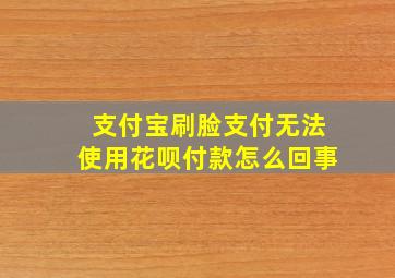 支付宝刷脸支付无法使用花呗付款怎么回事