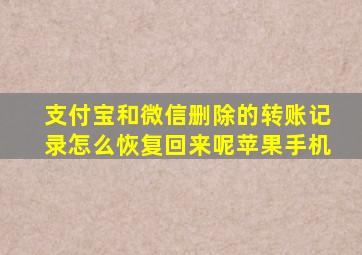 支付宝和微信删除的转账记录怎么恢复回来呢苹果手机