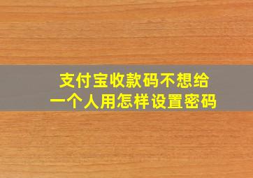 支付宝收款码不想给一个人用怎样设置密码