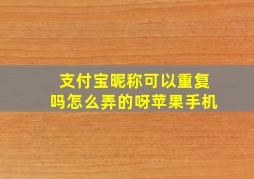 支付宝昵称可以重复吗怎么弄的呀苹果手机