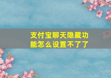 支付宝聊天隐藏功能怎么设置不了了