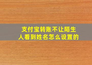 支付宝转账不让陌生人看到姓名怎么设置的