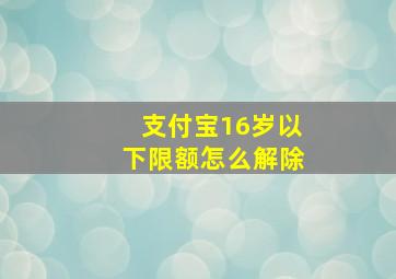 支付宝16岁以下限额怎么解除