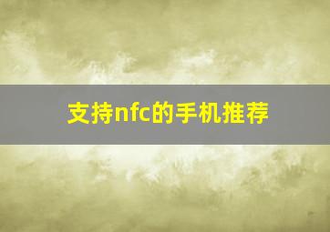 支持nfc的手机推荐