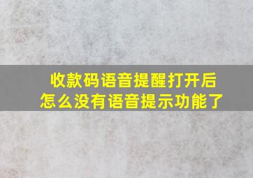 收款码语音提醒打开后怎么没有语音提示功能了