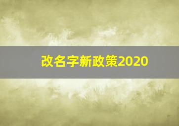 改名字新政策2020