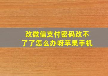 改微信支付密码改不了了怎么办呀苹果手机