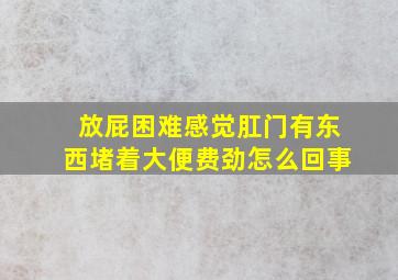 放屁困难感觉肛门有东西堵着大便费劲怎么回事