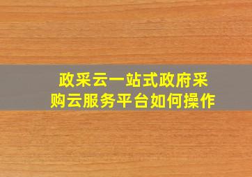 政采云一站式政府采购云服务平台如何操作