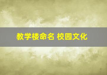 教学楼命名 校园文化