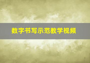 数字书写示范教学视频