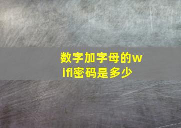 数字加字母的wifi密码是多少